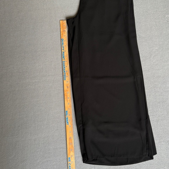 Elegant Black Wide-Leg formal Flowy Pants double layer side zipper size 14 L26” - Picture 9 of 11